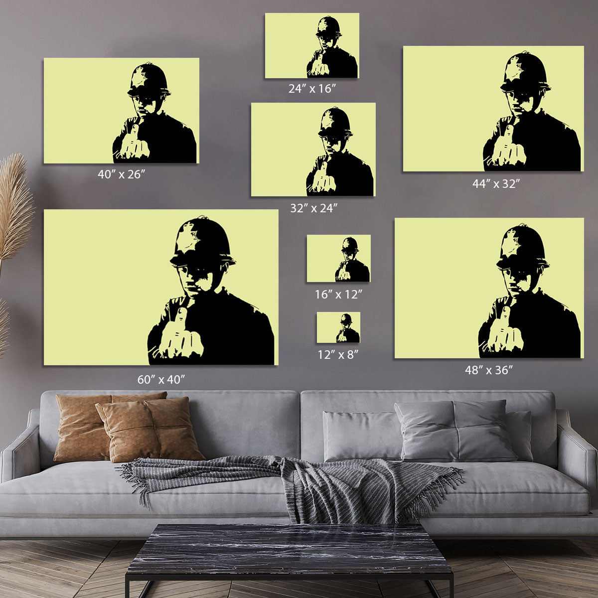 Banksy Rude Policeman Yellow Canvas Print or Poster - Canvas Art Rocks - 7