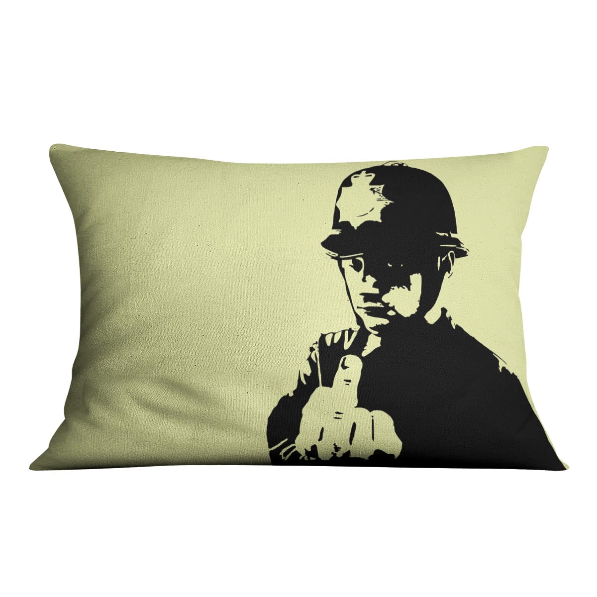 Banksy Rude Policeman Yellow Cushion - Canvas Art Rocks - 4