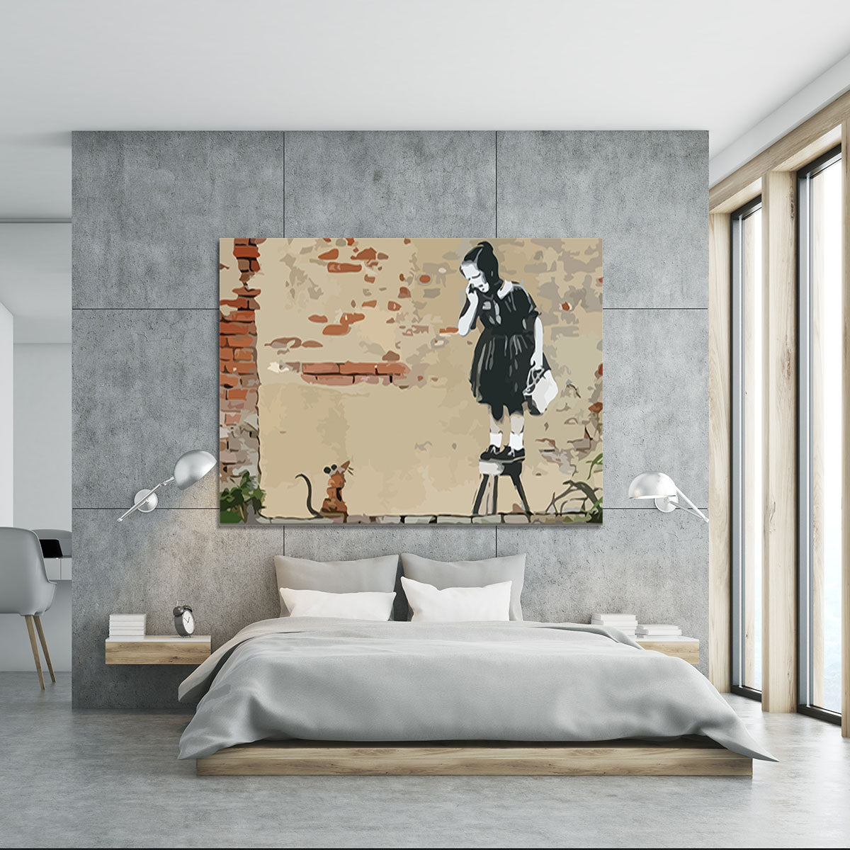 Banksy School Girl Mouse Canvas Print or Poster - Canvas Art Rocks - 5