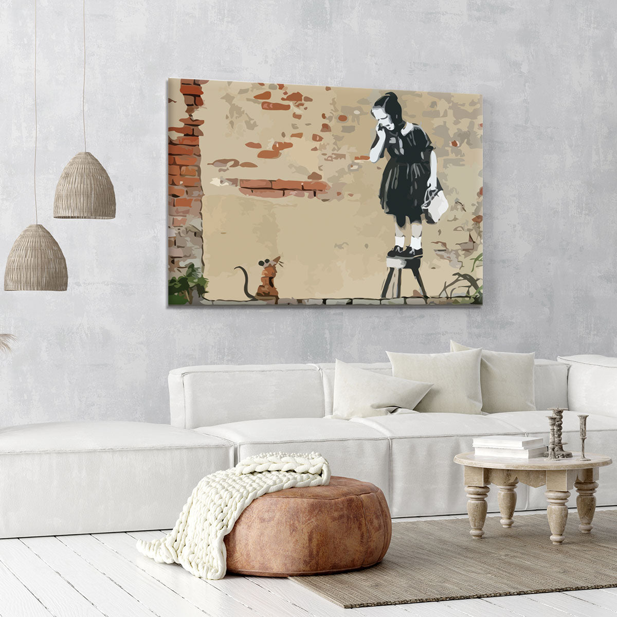 Banksy School Girl Mouse Canvas Print or Poster - Canvas Art Rocks - 6