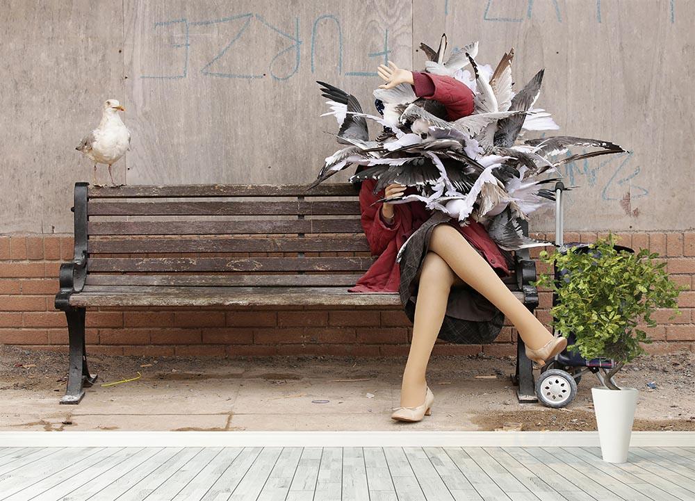 Banksy Seagulls Wall Mural Wallpaper - Canvas Art Rocks - 4