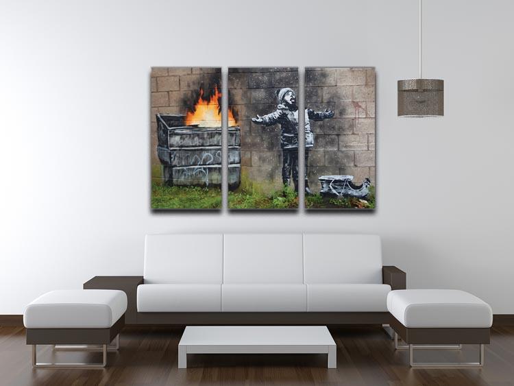 Banksy Seasons Greeting 3 Split Panel Canvas Print - Canvas Art Rocks - 3