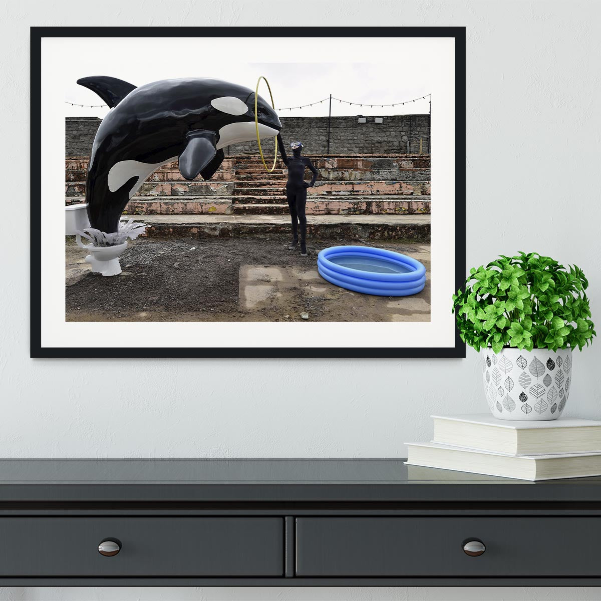 Banksy Seaworld Framed Print - Canvas Art Rocks - 1