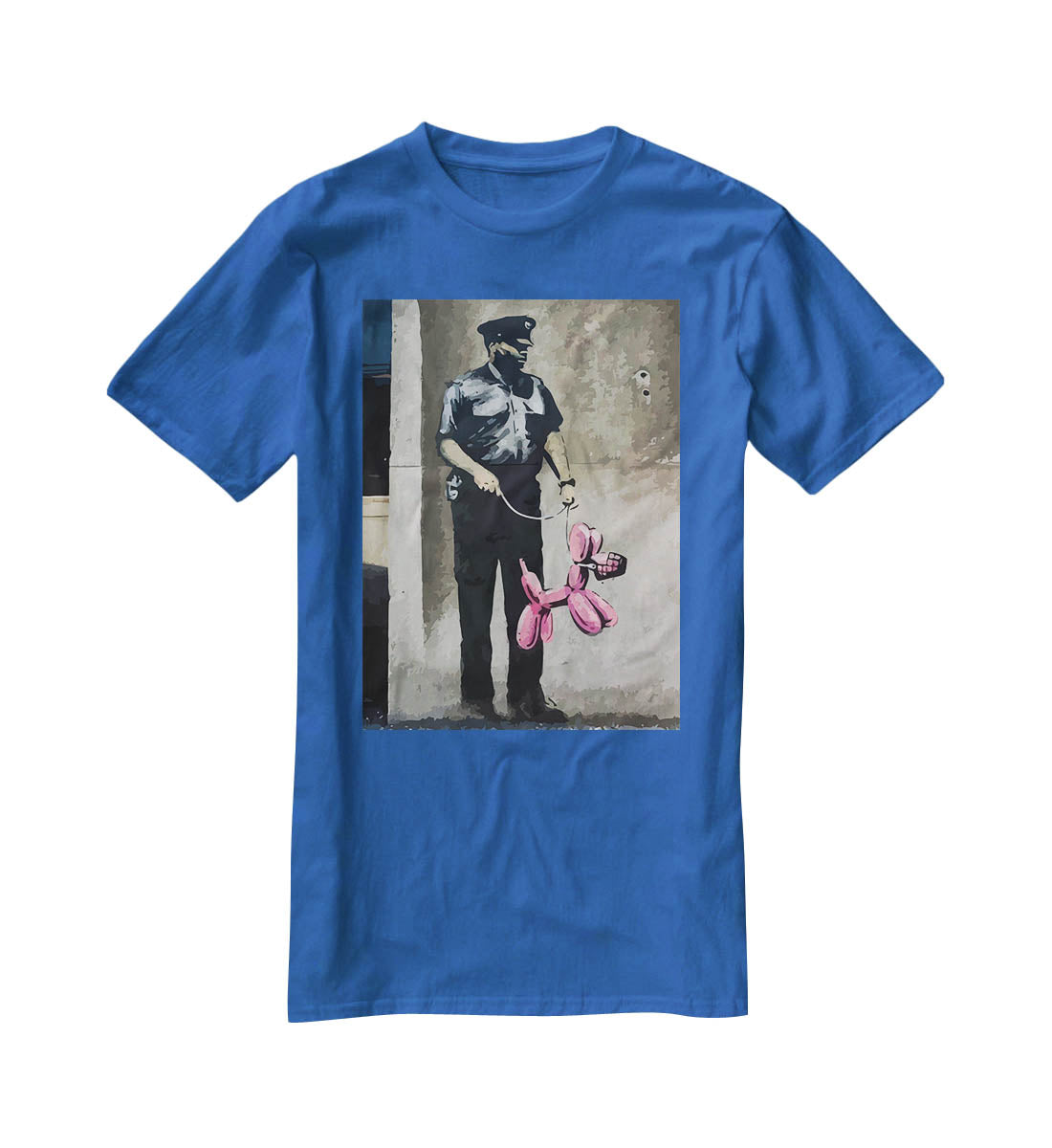 Banksy Security Guard With Pink Balloon Dog T-Shirt - Canvas Art Rocks - 2