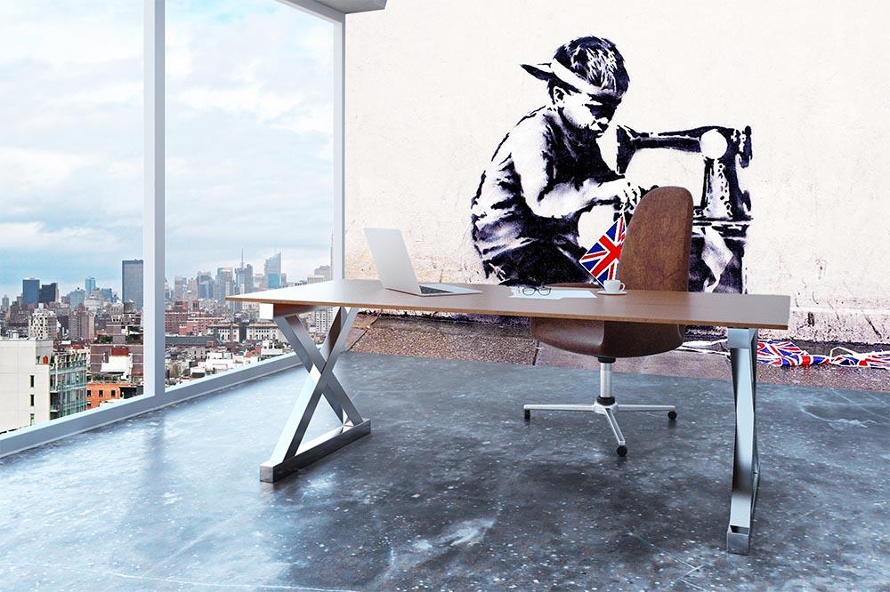 Banksy Slave Labour Wall Mural Wallpaper - Canvas Art Rocks - 3