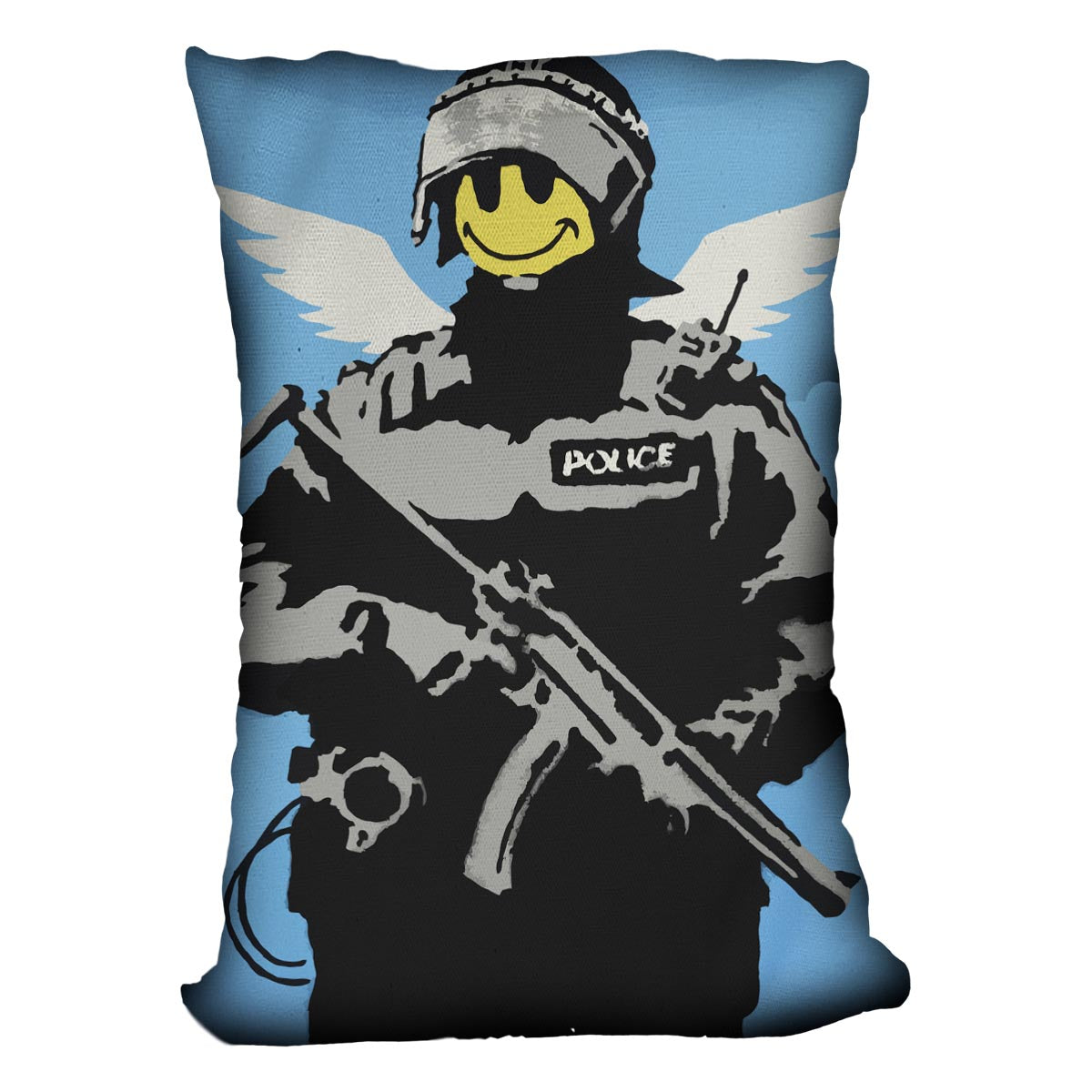Banksy Smiley Angel Policeman Cushion