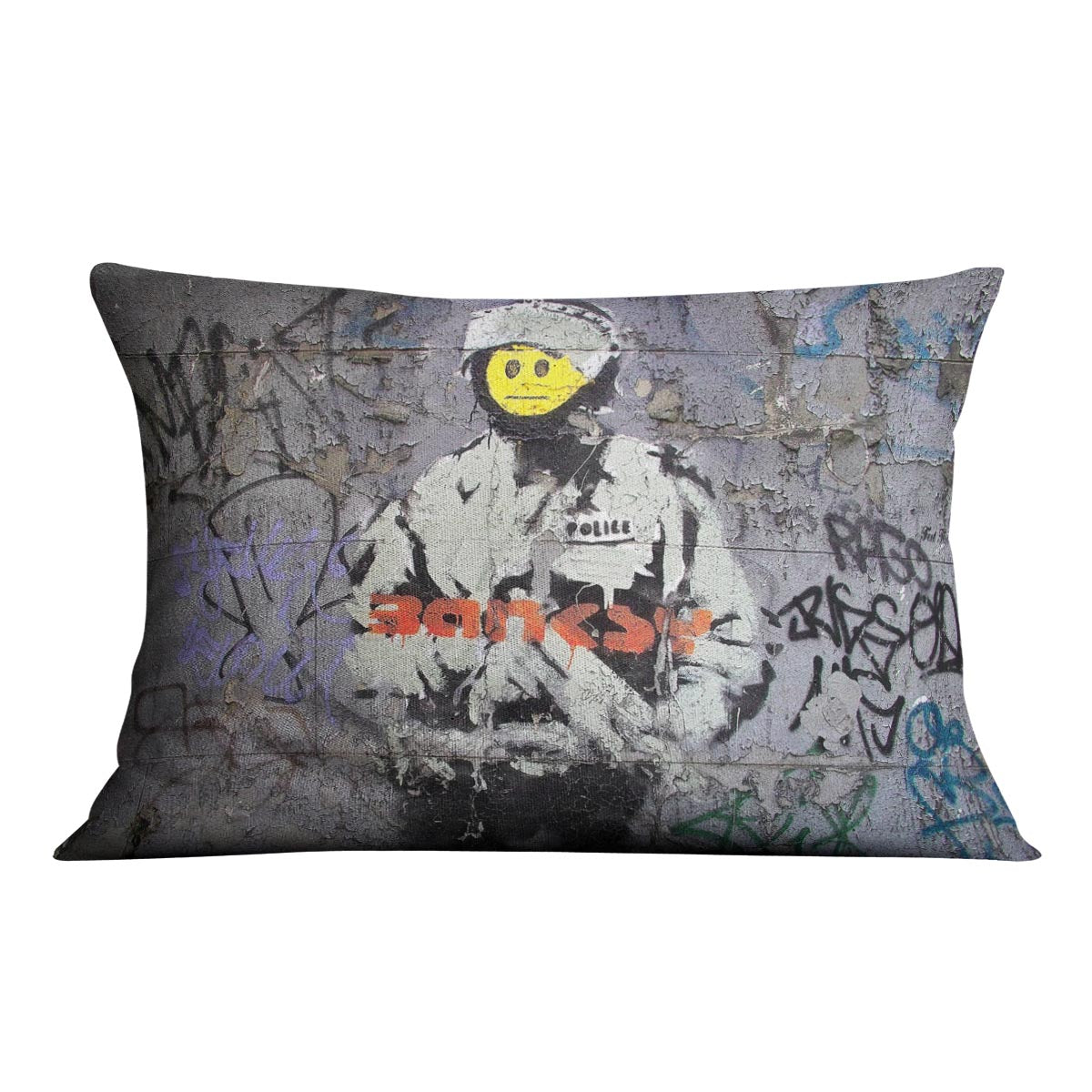 Banksy Smiley Riot Cop Cushion