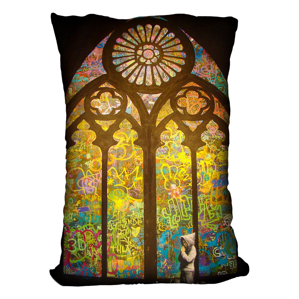 Banksy Stained Glass Window Cushion