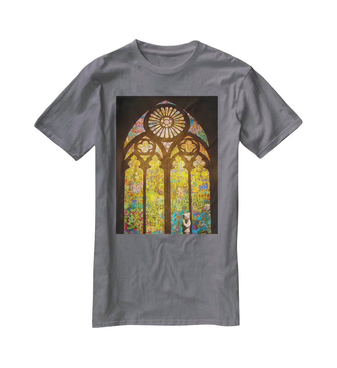 Banksy Stained Glass Window T-Shirt - Canvas Art Rocks - 3