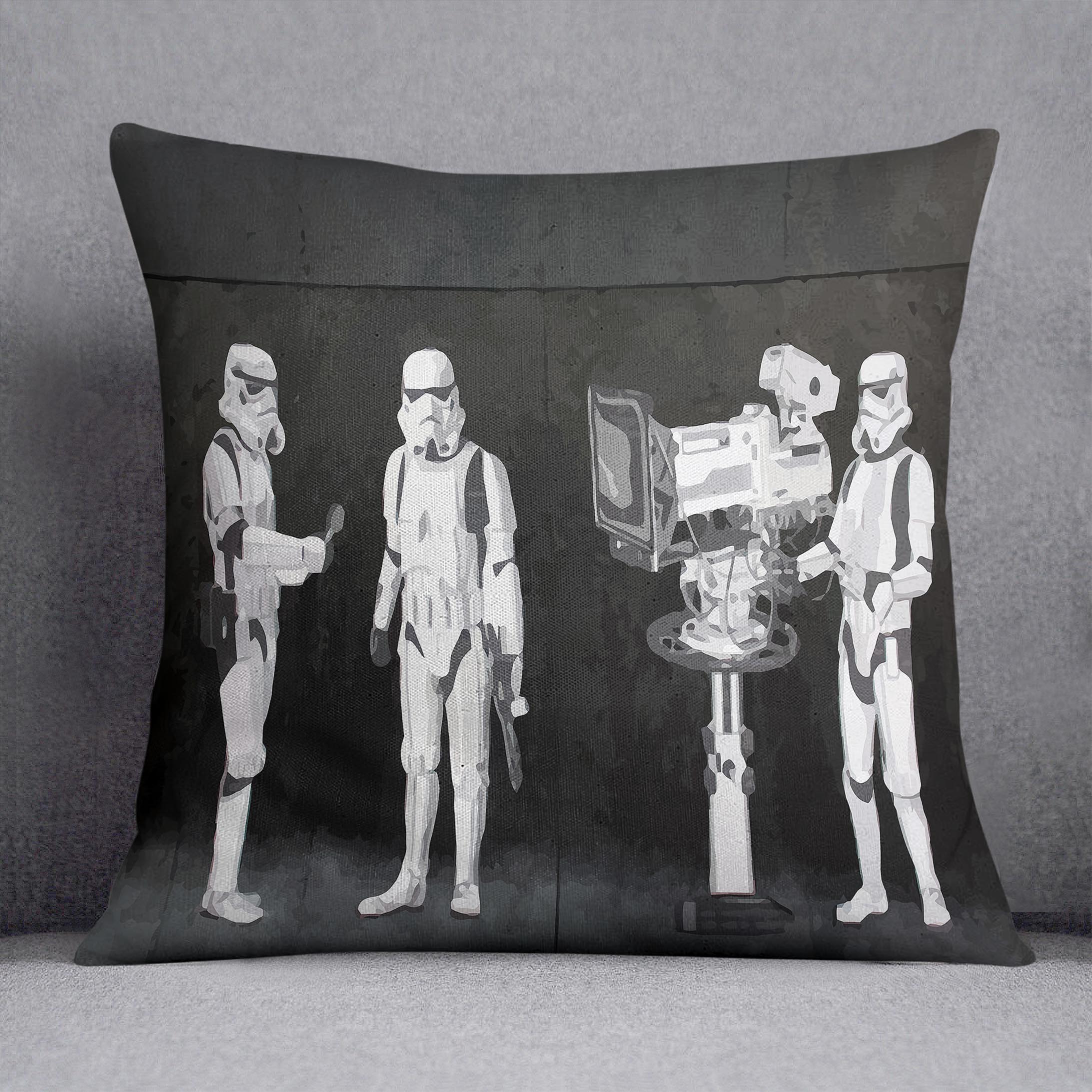 Banksy Stormtroopers Filming Oscars Cushion