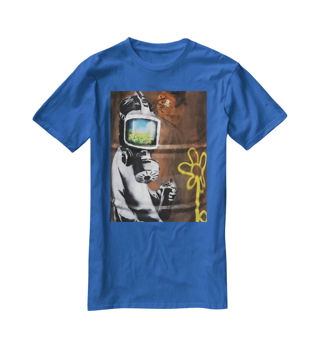 Banksy Sunflower Field Gas Mask T-Shirt - Canvas Art Rocks - 2