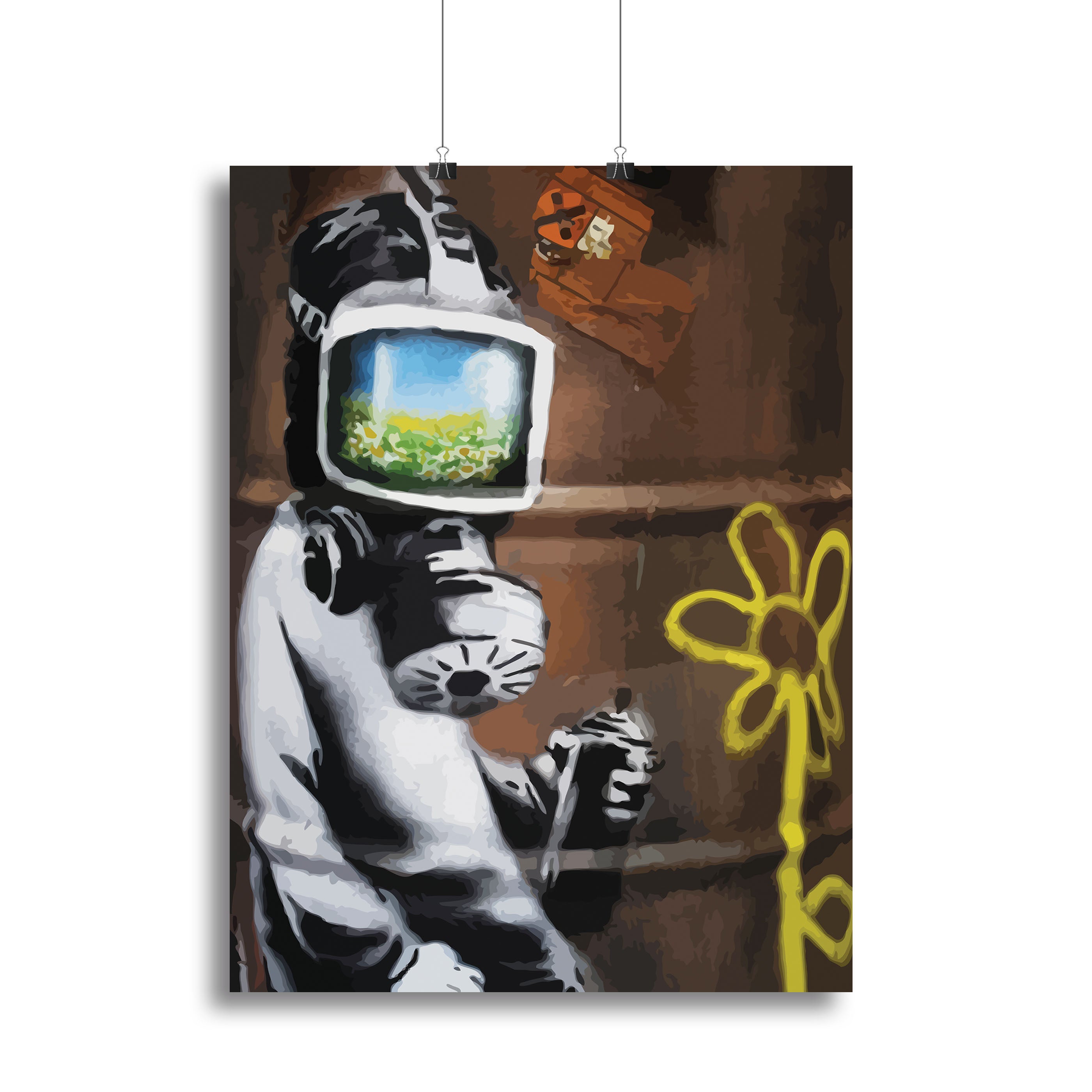 Banksy Sunflower Field Gas Mask Canvas Print or Poster - Canvas Art Rocks - 2