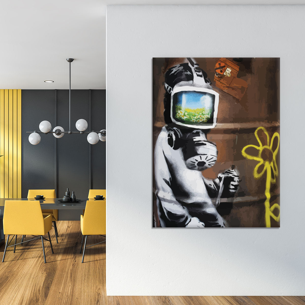 Banksy Sunflower Field Gas Mask Canvas Print or Poster - Canvas Art Rocks - 4