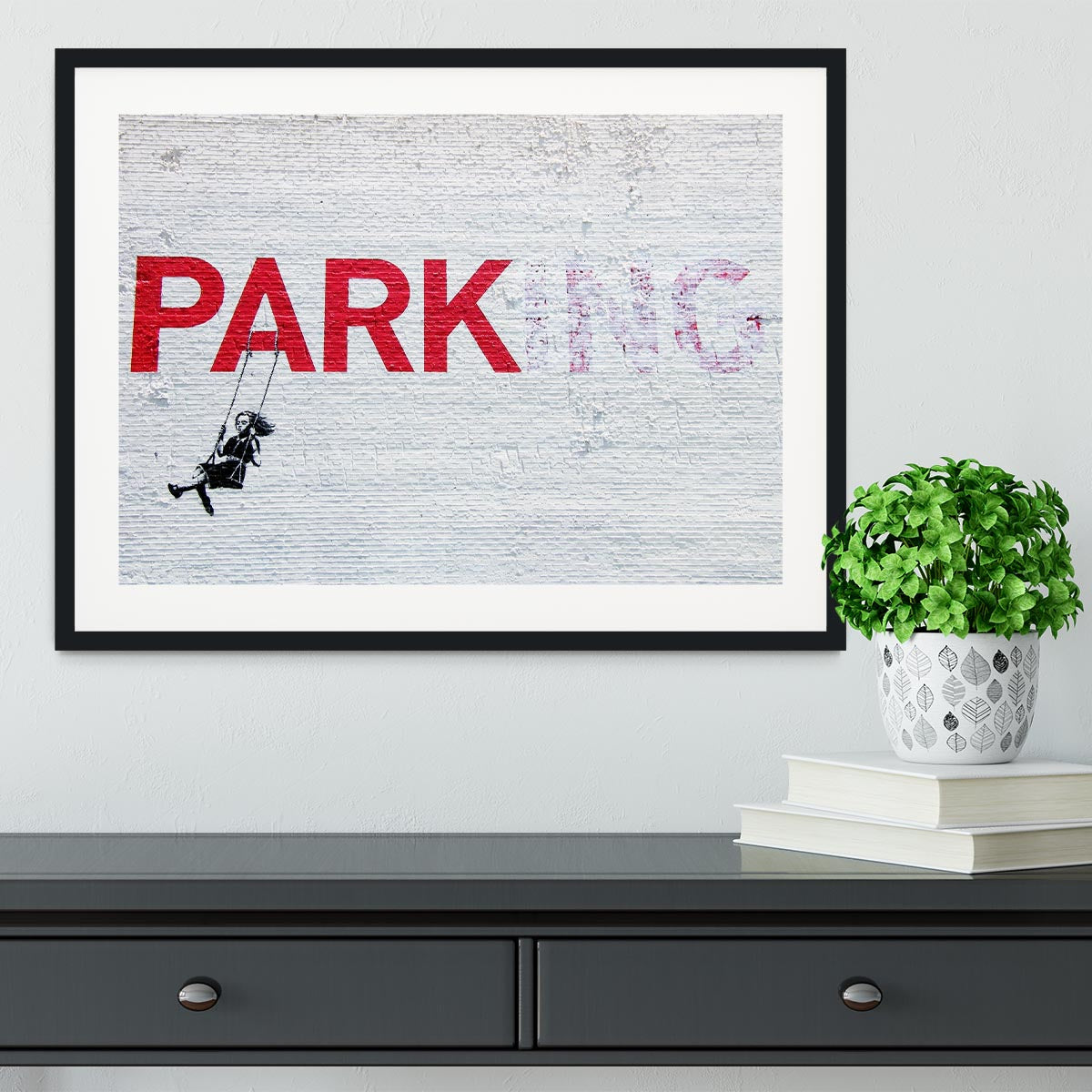 Banksy Swing Girl Framed Print - Canvas Art Rocks - 1