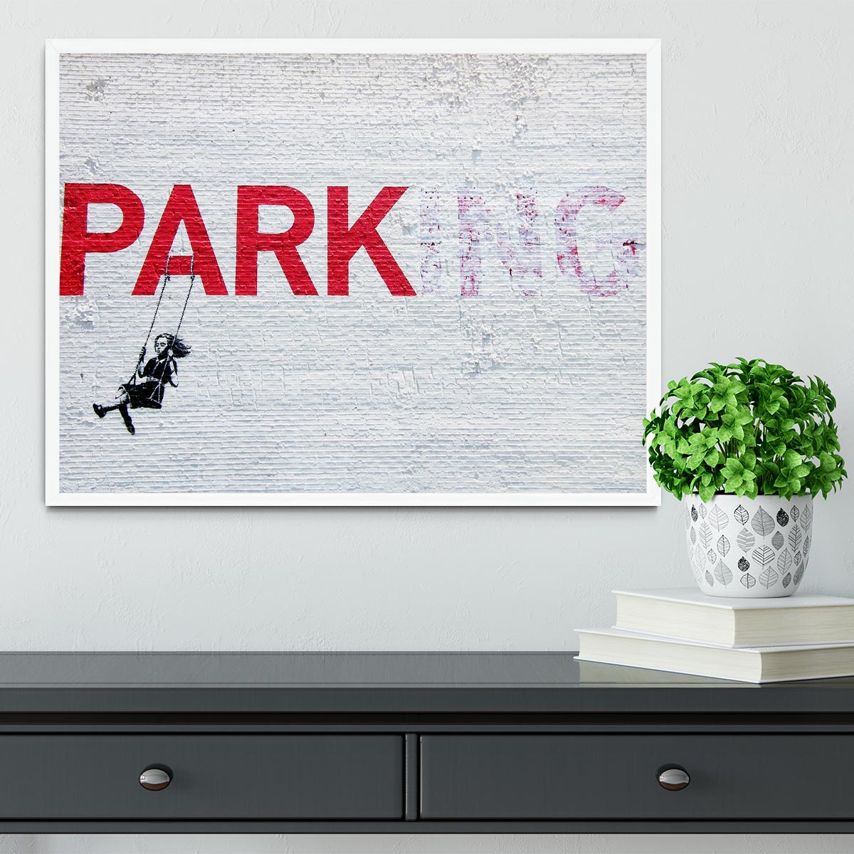 Banksy Swing Girl Framed Print - Canvas Art Rocks -6