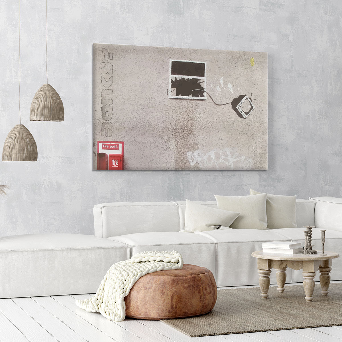 Banksy TV Through Window Canvas Print or Poster - Canvas Art Rocks - 6