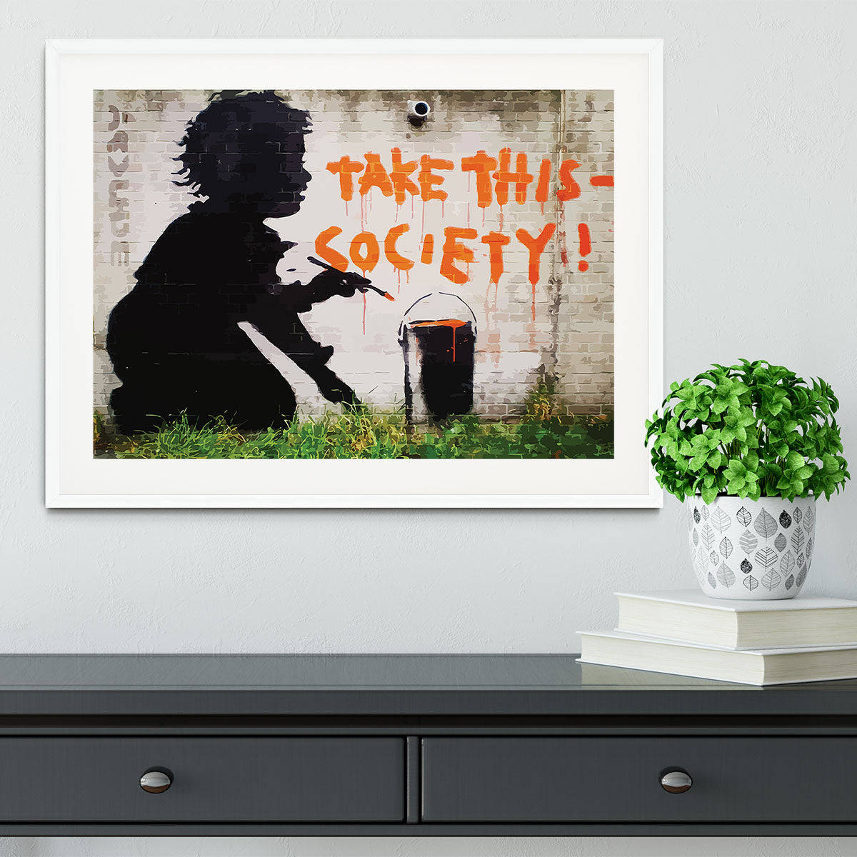 Banksy Take This Society Framed Print - Canvas Art Rocks - 5