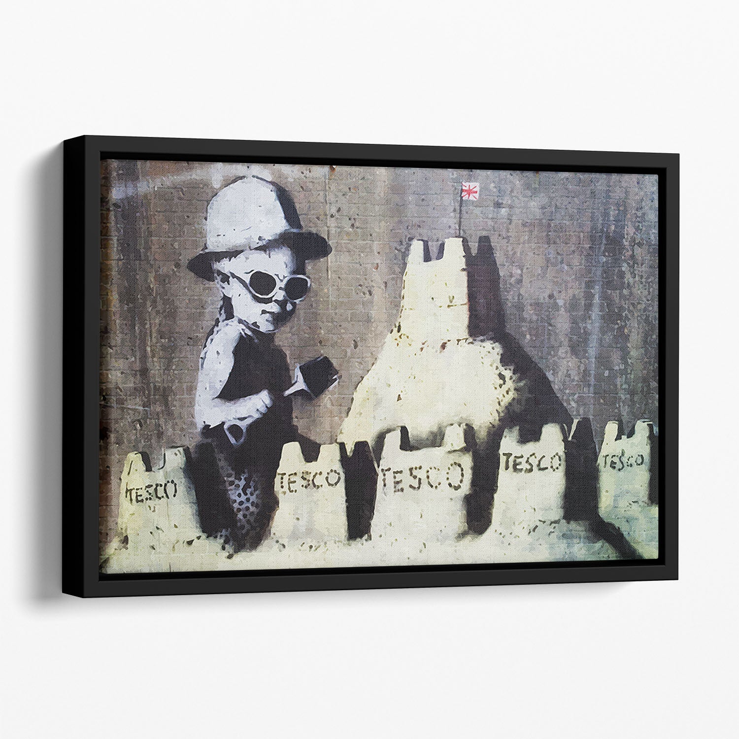 Banksy Tesco Sandcastle Floating Framed Canvas - Canvas Art Rocks - 1