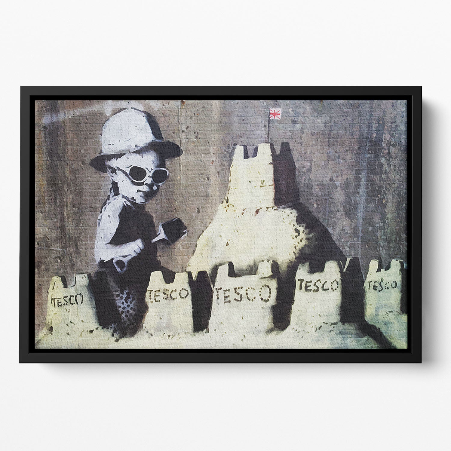 Banksy Tesco Sandcastle Floating Framed Canvas - Canvas Art Rocks - 2