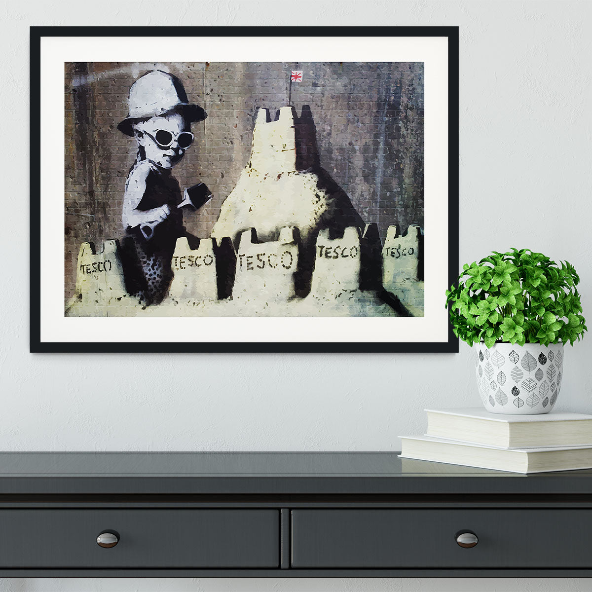 Banksy Tesco Sandcastle Framed Print - Canvas Art Rocks - 1