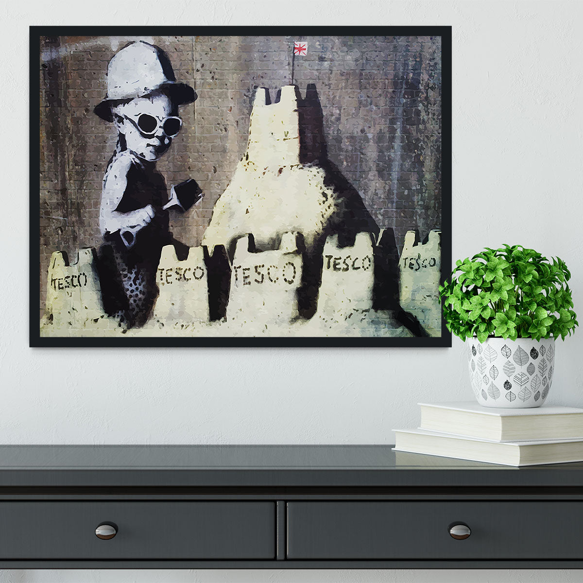 Banksy Tesco Sandcastle Framed Print - Canvas Art Rocks - 2