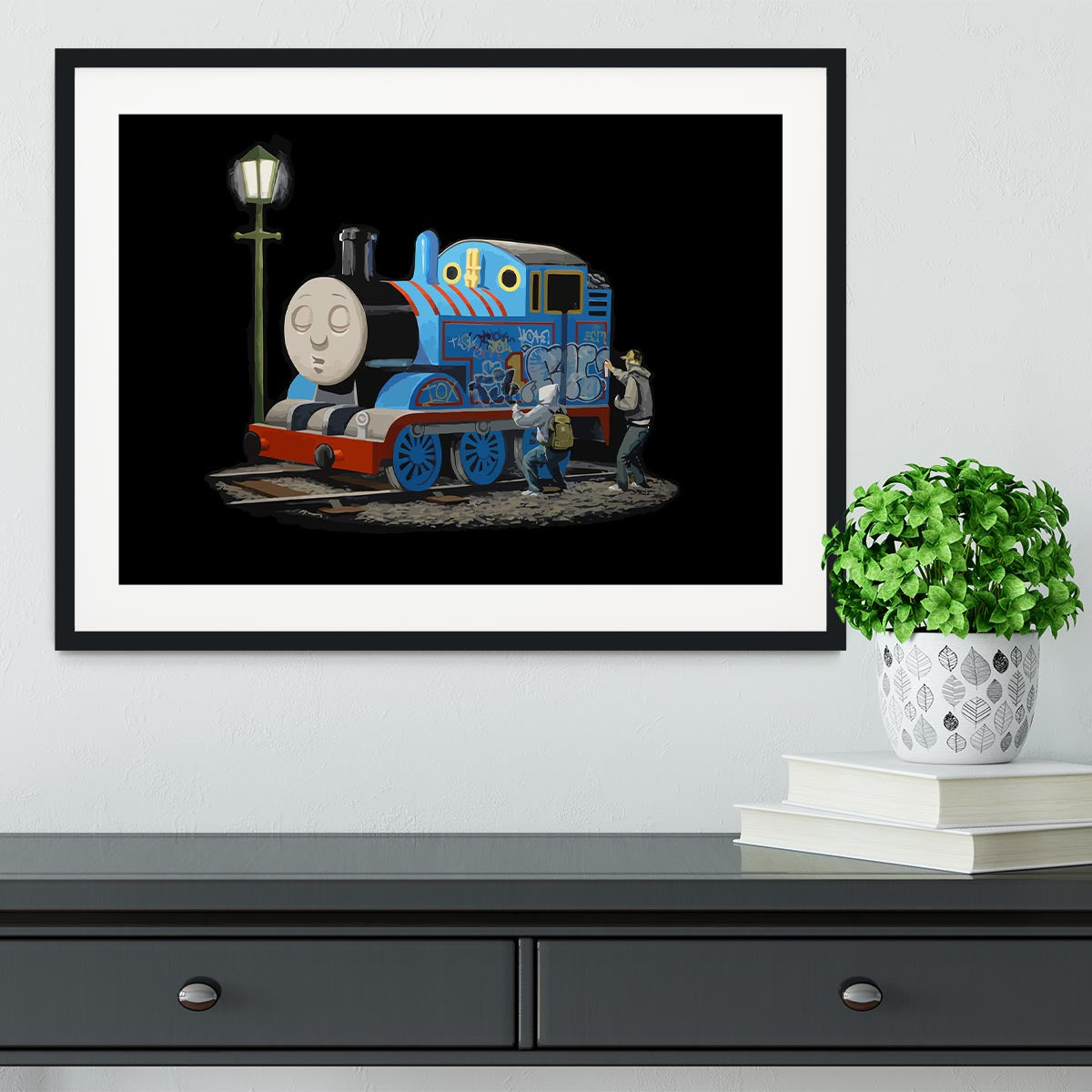 Banksy Thomas the Tank Engine Framed Print - Canvas Art Rocks - 1
