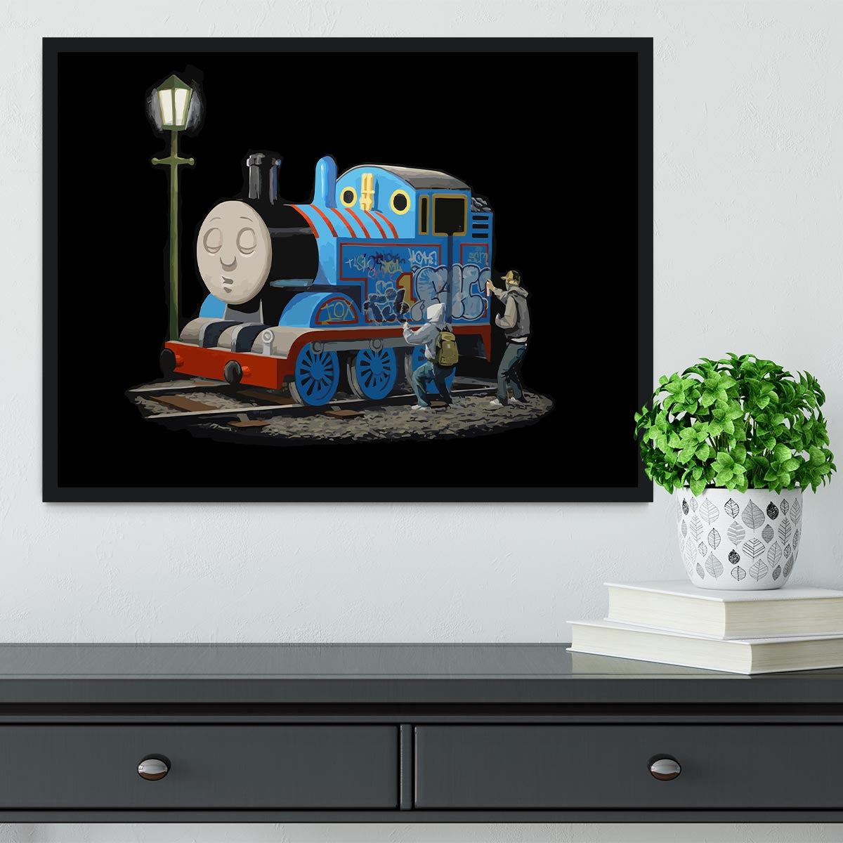 Banksy Thomas the Tank Engine Framed Print - Canvas Art Rocks - 2