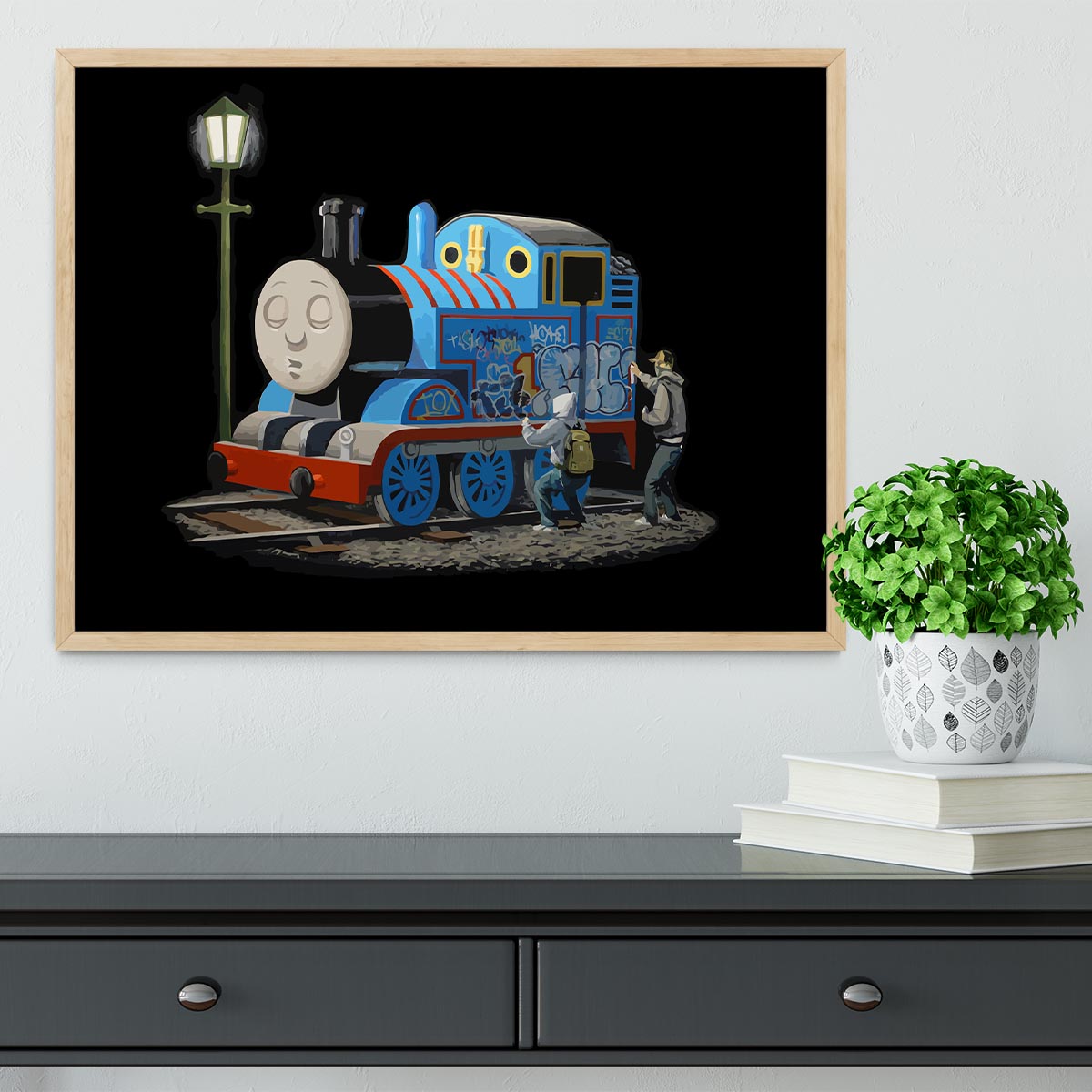 Banksy Thomas the Tank Engine Framed Print - Canvas Art Rocks - 4