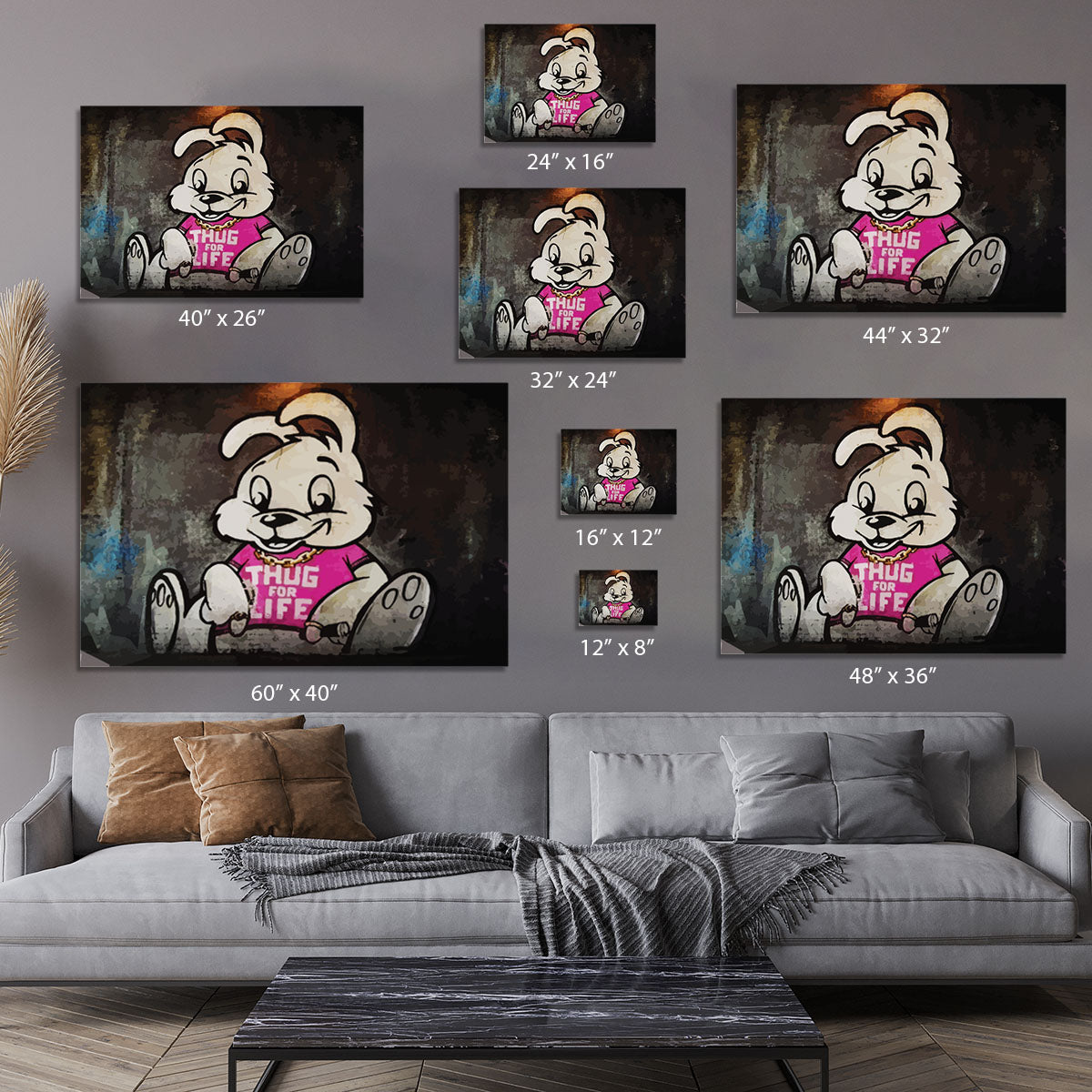Banksy Thug For Life Bunny Canvas Print or Poster - Canvas Art Rocks - 7