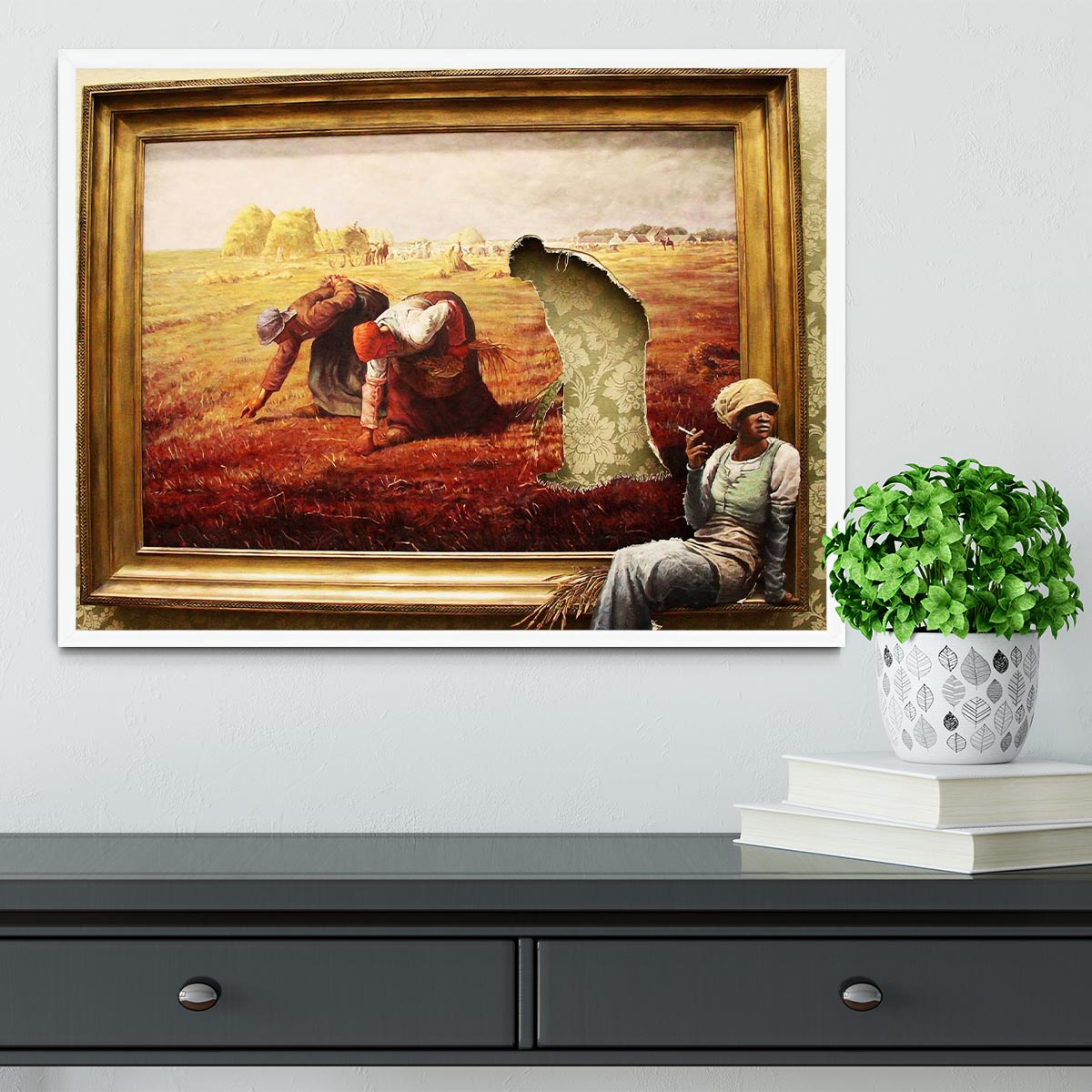 Banksy Time Out Framed Print - Canvas Art Rocks -6