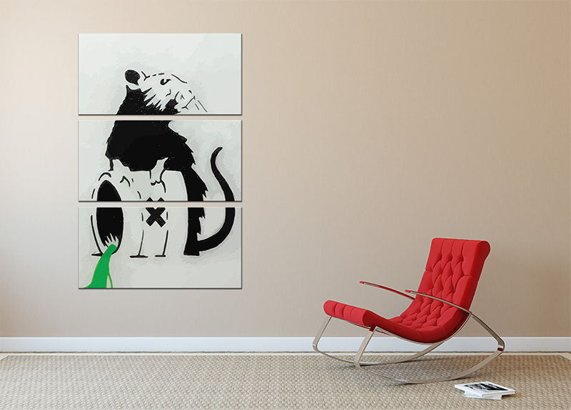 Banksy Toxic Rat 3 Split Panel Canvas Print - Canvas Art Rocks - 2