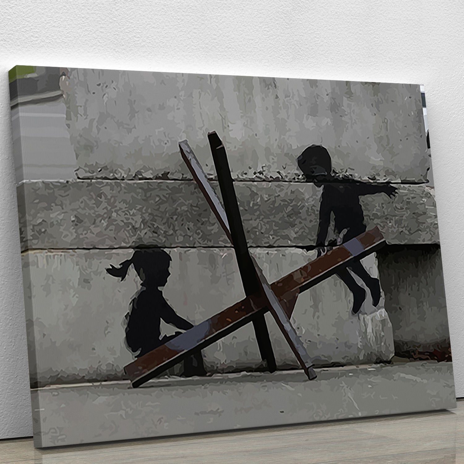 Banksy Ukraine Children Tank Trap See Saw Canvas Print | Canvas