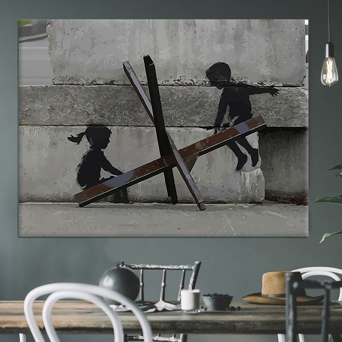 Banksy Ukraine Children Tank Trap See Saw Canvas Print or Poster - Canvas Art Rocks - 3