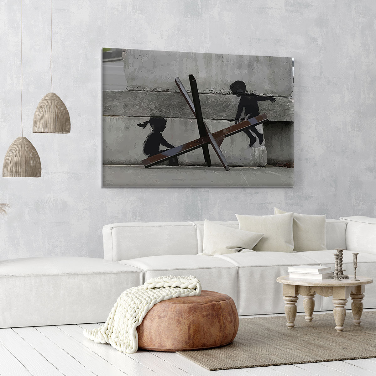 Banksy Ukraine Children Tank Trap See Saw Canvas Print or Poster - Canvas Art Rocks - 6