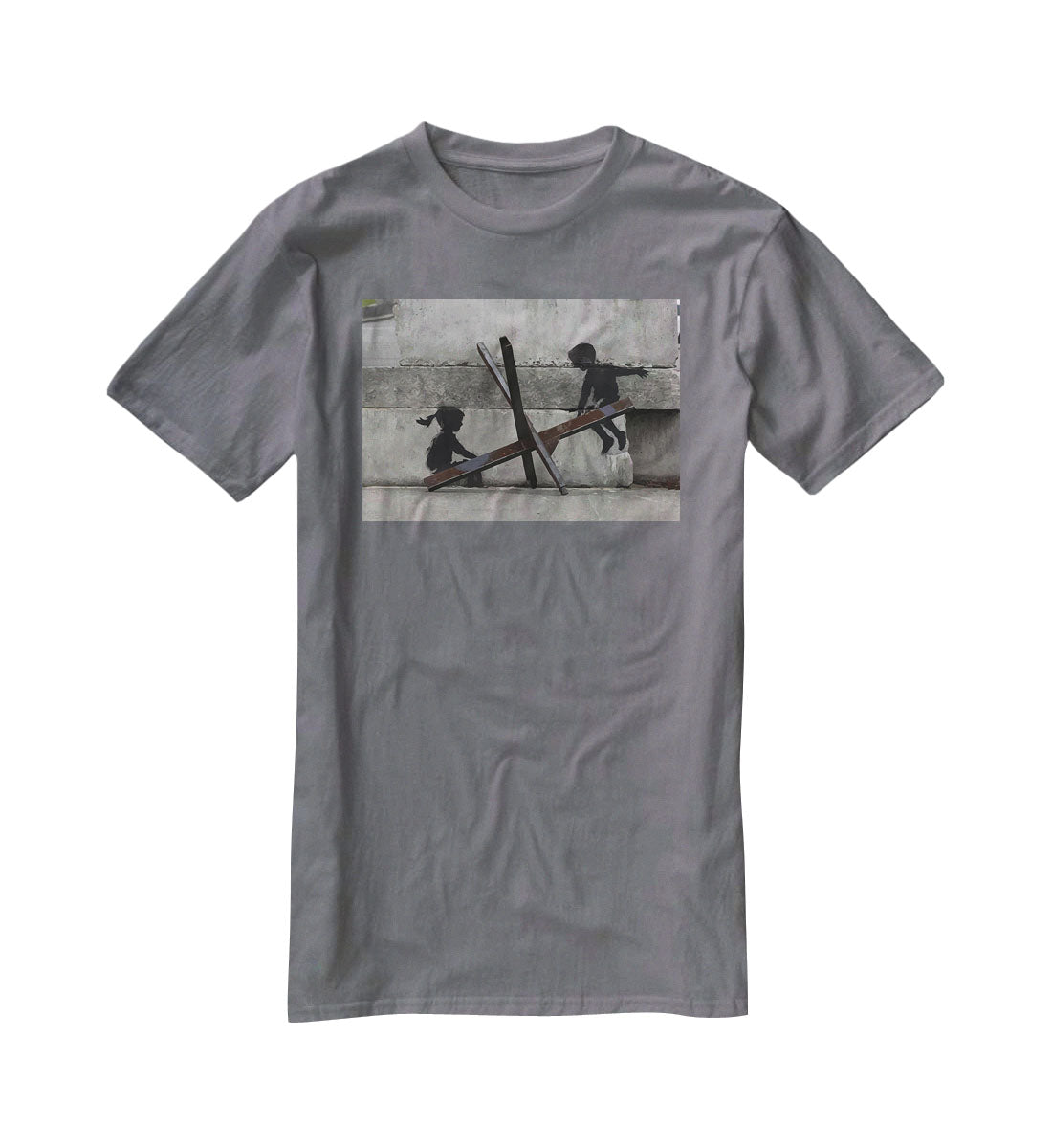 Banksy Ukraine Children Tank Trap See Saw T-Shirt - Canvas Art Rocks - 3