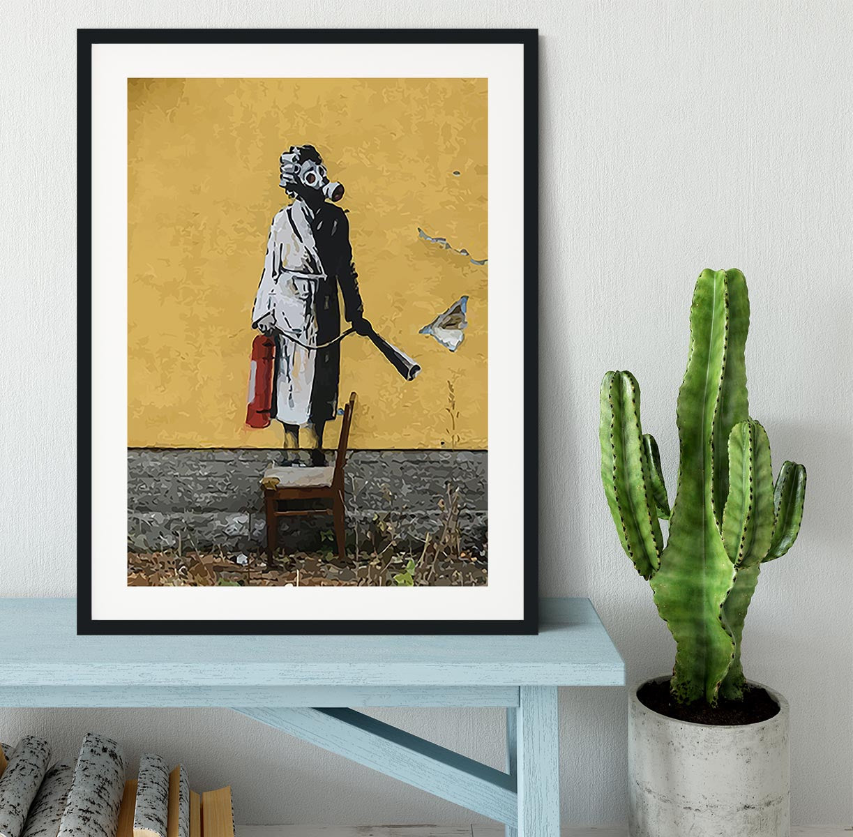 Banksy Ukraine Lady In Gas Mask Framed Print - Canvas Art Rocks - 1