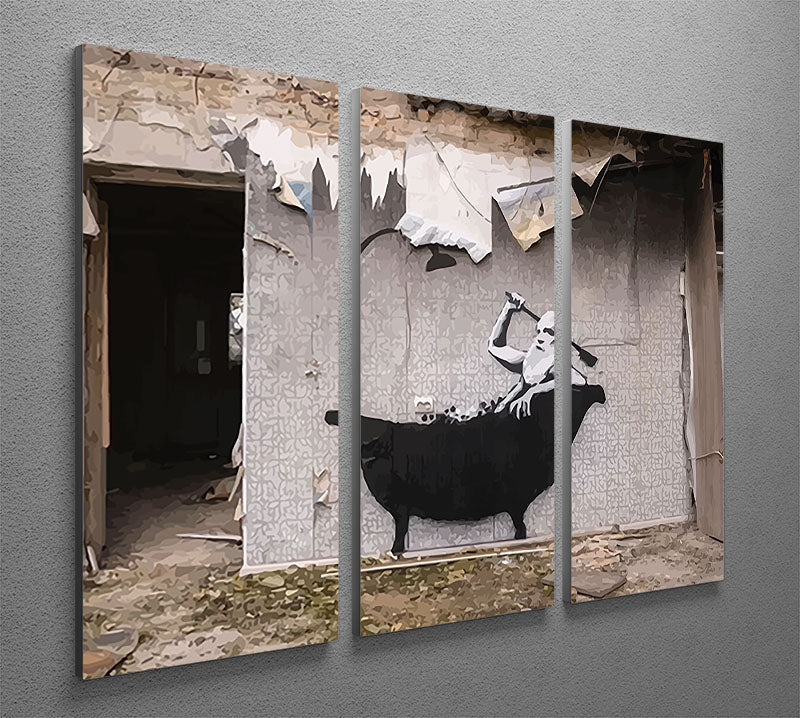 Banksy Ukraine Man In Bath 3 Split Panel Canvas Print - Canvas Art Rocks - 2