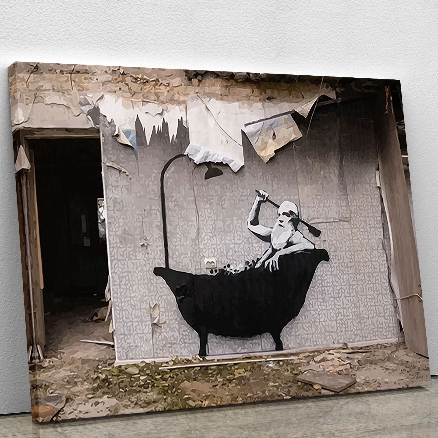 Banksy Ukraine Man In Bath Canvas Print or Poster - Canvas Art Rocks - 1