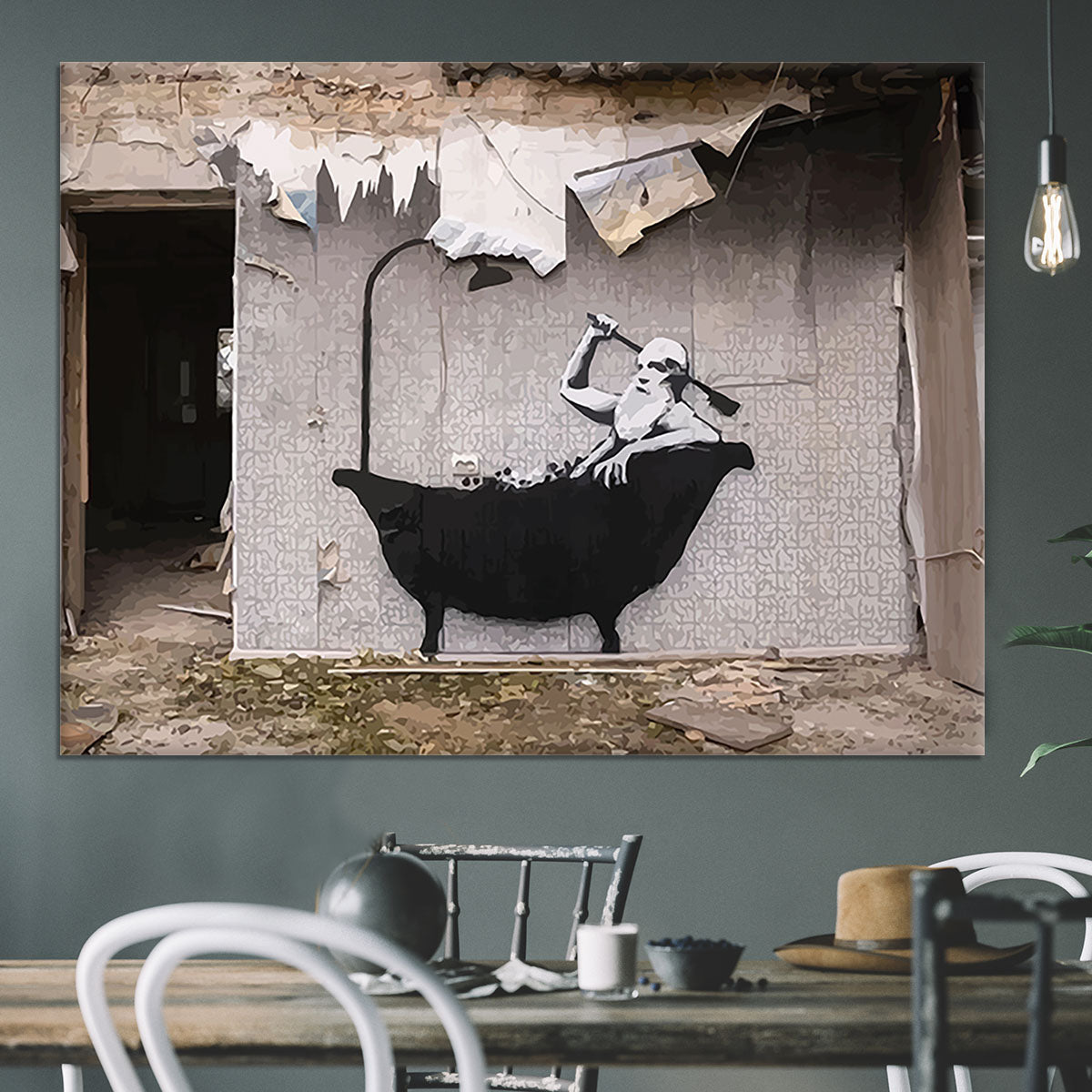 Banksy Ukraine Man In Bath Canvas Print or Poster - Canvas Art Rocks - 3