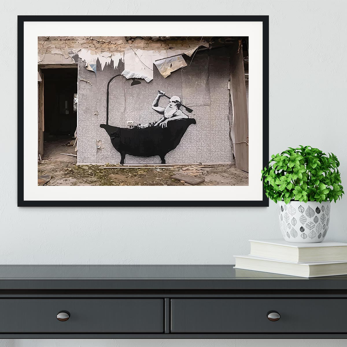 Banksy Ukraine Man In Bath Framed Print - Canvas Art Rocks - 1