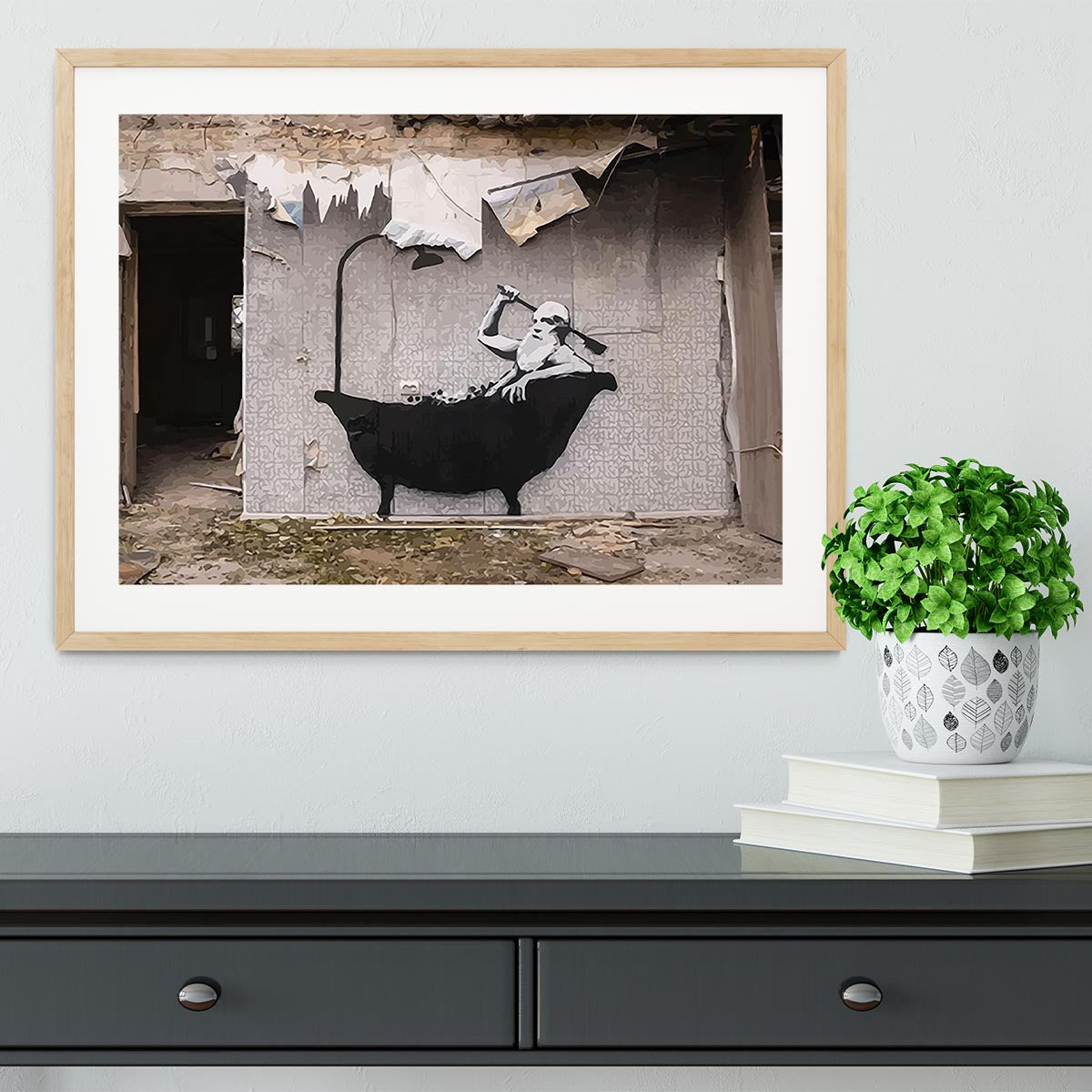 Banksy Ukraine Man In Bath Framed Print - Canvas Art Rocks - 3