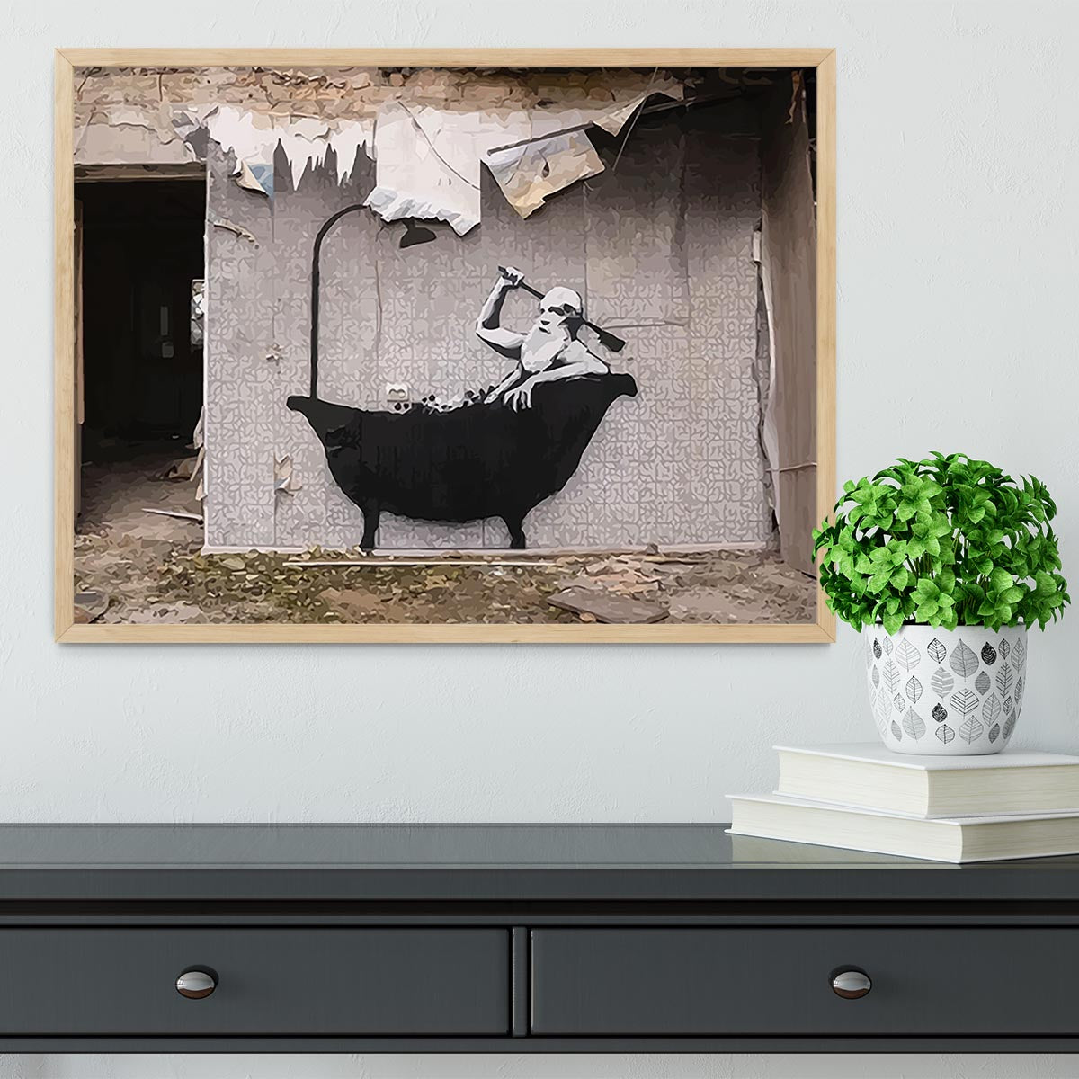 Banksy Ukraine Man In Bath Framed Print - Canvas Art Rocks - 4