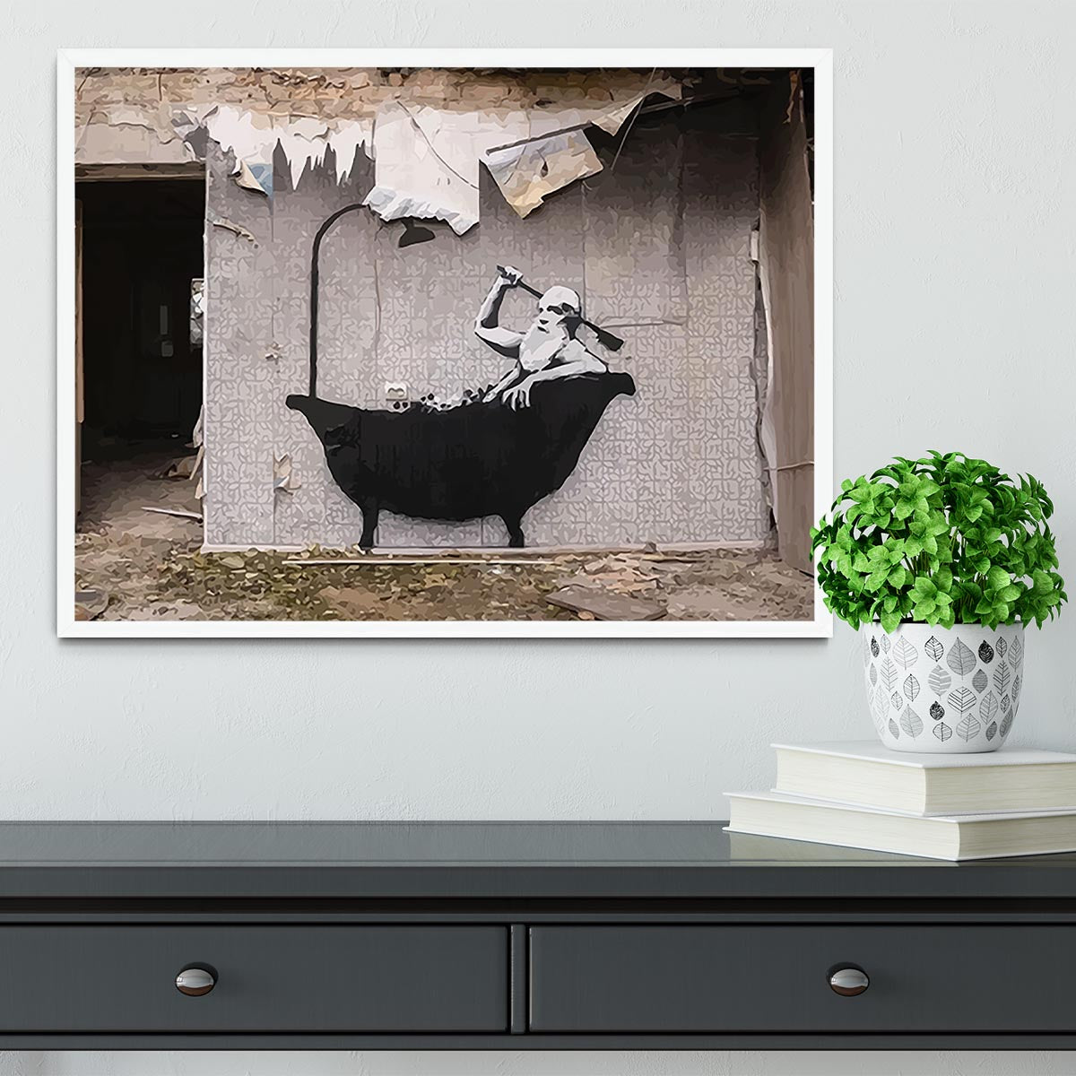Banksy Ukraine Man In Bath Framed Print - Canvas Art Rocks -6