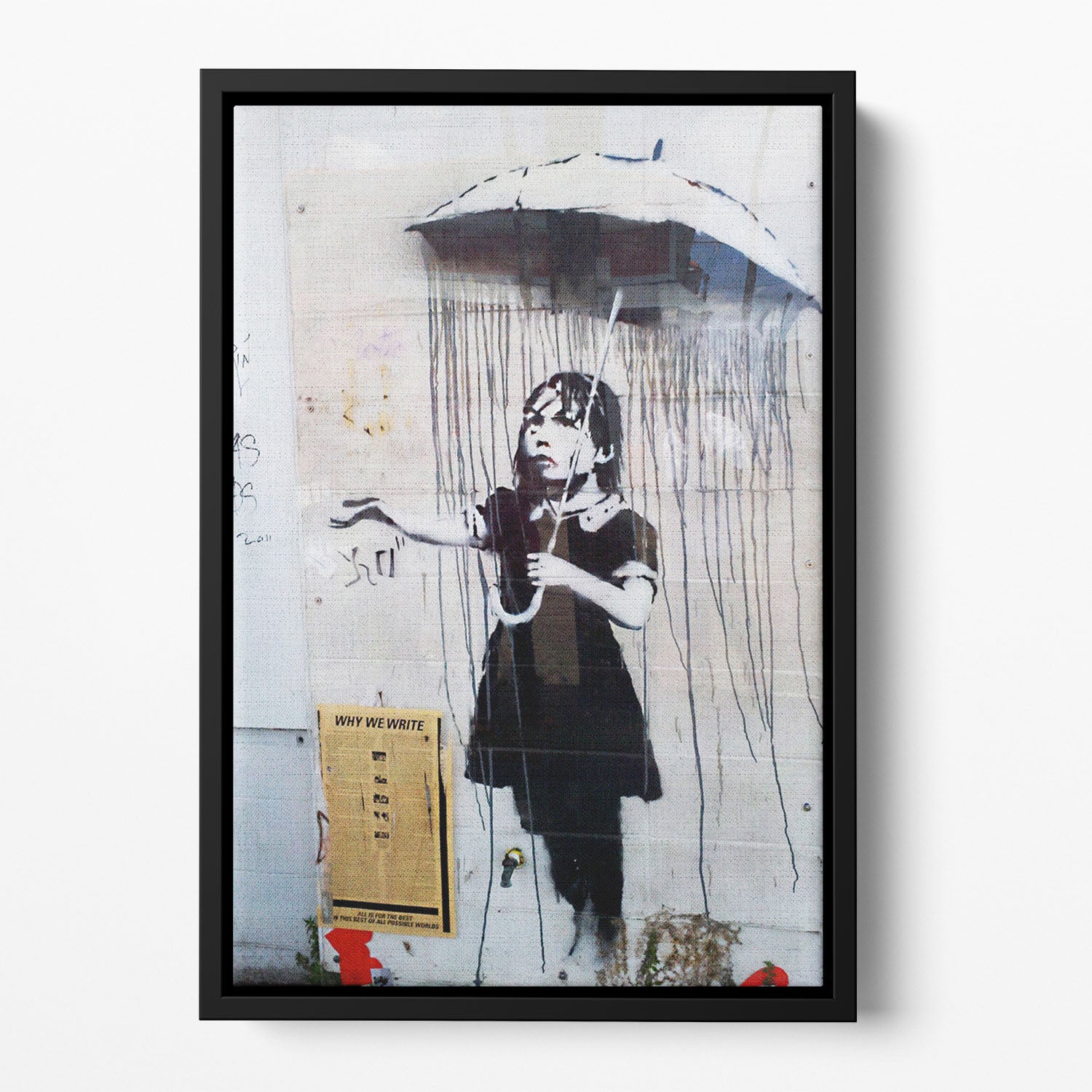 Banksy Umbrella Girl Floating Framed Canvas