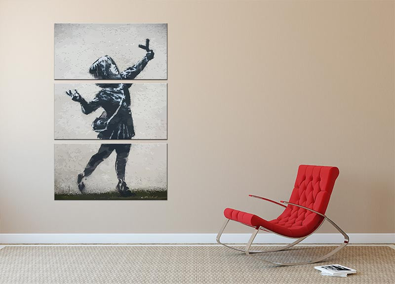 Banksy Valentines Day Marsh Lane 3 Split Panel Canvas Print - Canvas Art Rocks - 2