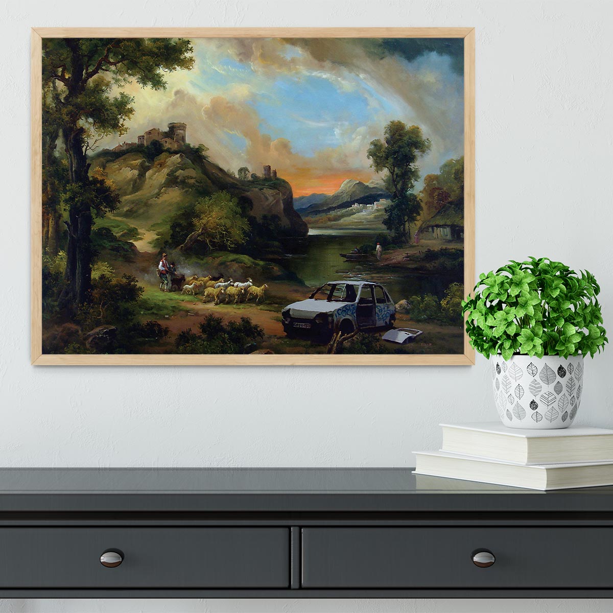 Banksy Vandalised Car Framed Print - Canvas Art Rocks - 4