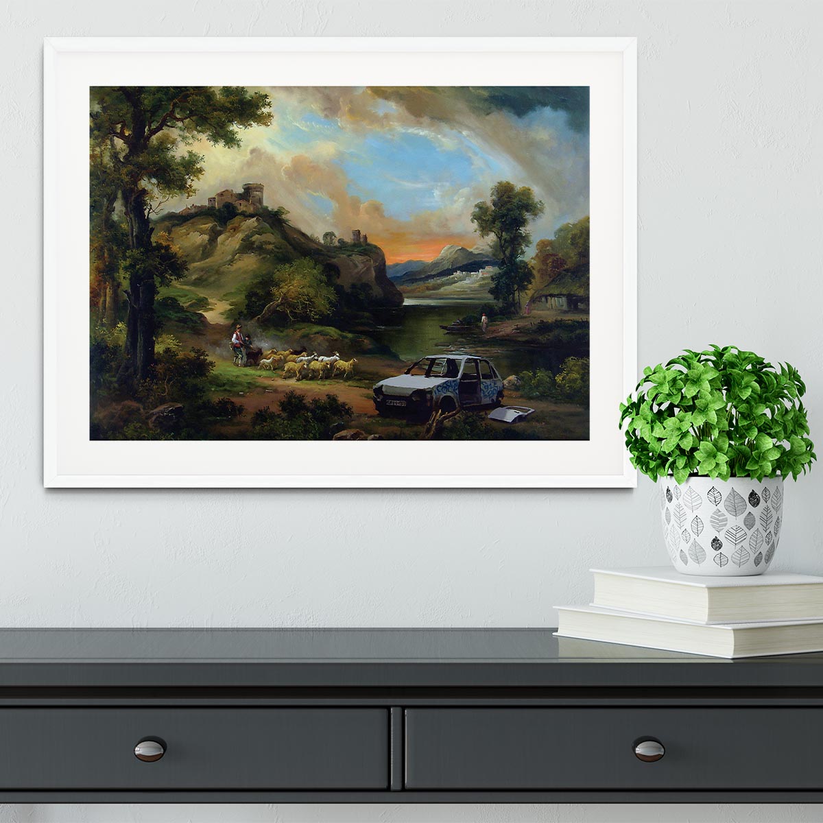 Banksy Vandalised Car Framed Print - Canvas Art Rocks - 5