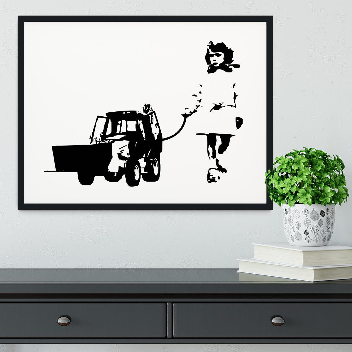 Banksy Walking The Cat Framed Print - Canvas Art Rocks - 1