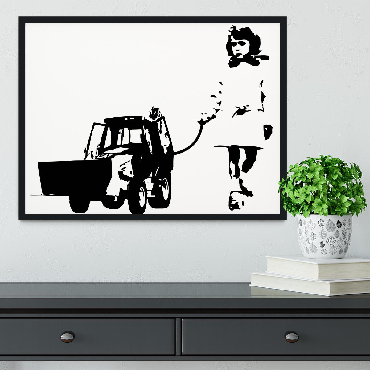 Banksy Walking The Cat Framed Print - Canvas Art Rocks - 2