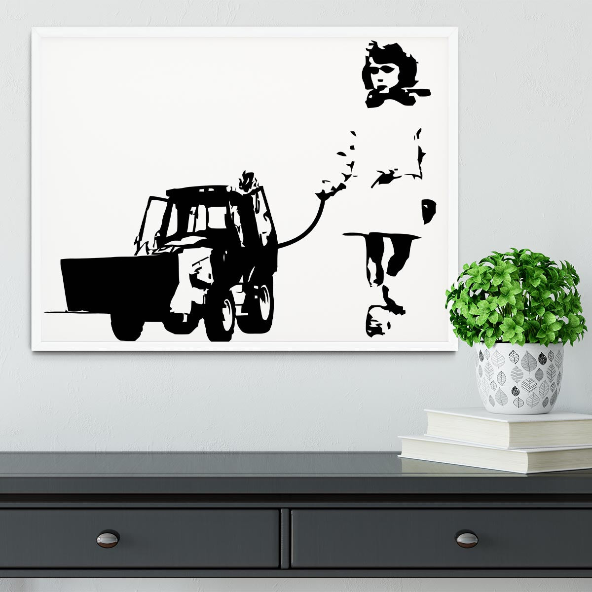 Banksy Walking The Cat Framed Print - Canvas Art Rocks -6